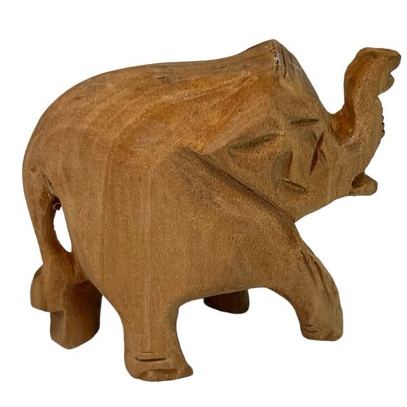 Hand Carved Wood Elephant Maple Miniature Decor Collectible - Picture 2 of 7